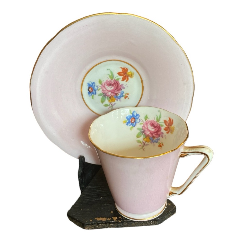 Vintage Royal Grafton Pink Bone China Teacup & Saucer Set England